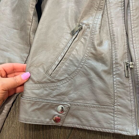 Apt 9 Taupe Faux Leather Motorcycle Jacket Size M - Picture 3 of 8